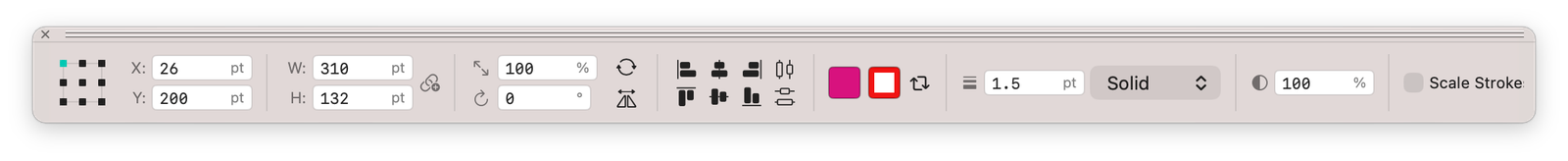 The Transform toolbar